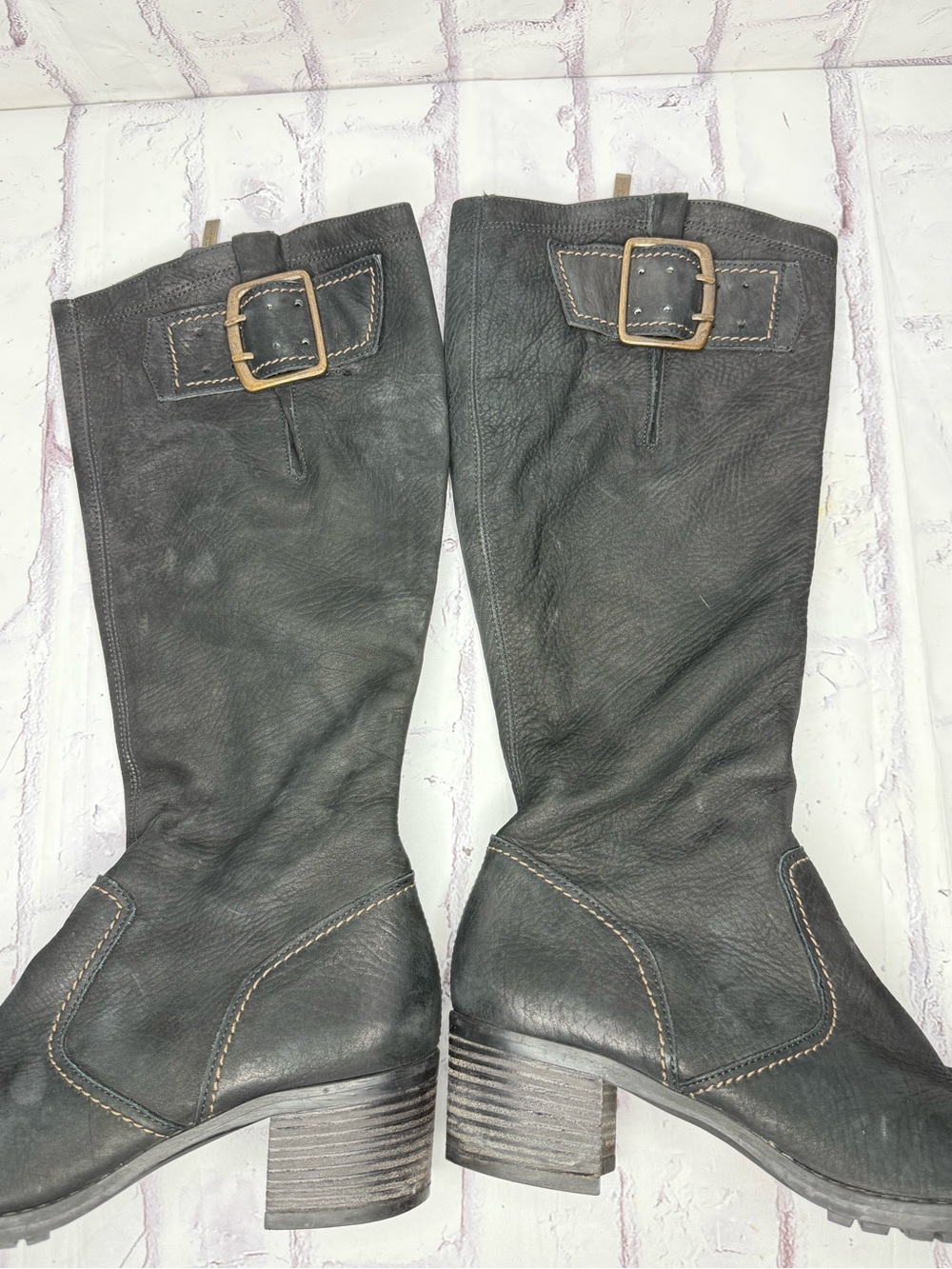 Paul Green Kendra Knee High Riding Boots Sz 7.5 Black Leather Equestrian Renfair - Picture 10 of 13